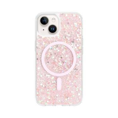 Imagem de QOVOC Capa projetada para iPhone 15 Plus com glitter, compatível com MagSafe, capa brilhante transparente para iPhone 15 Plus, Andrômeda