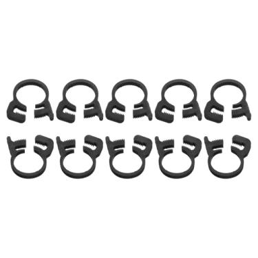 Imagem de uxcell 10 braçadeiras de mangueira ajustáveis de encaixe duplo de plástico 11,2-11,7 mm/0,44-0,46 polegadas de diâmetro interno ajustável vários grampos de tubulação catraca para casa, preto