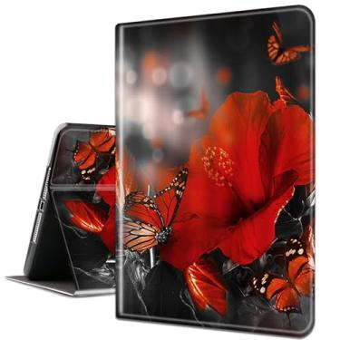 Imagem de Capa para Samsung Galaxy Tab S6 Lite 10,4 polegadas 2022/2020 modelo (SM-P610/P613/P615/P619), capa inteligente de couro PU com suporte e hibernação automática - flor borboleta rosa rosa