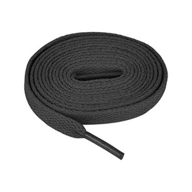 Imagem de FOHOLA 2 pares de cadarços planos de 8 mm de largura para tênis, cadarços de sapatos de substituição para homens, mulheres e crianças, Preto, 55" (140cm)