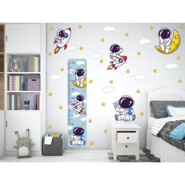 Imagem de Adesivo de Parede Astronauta Foguete Régua de Crescimento - Adesivos K