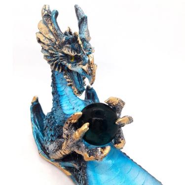 Imagem de Incensário Vareta Dragão Azul Celestial Bola de Cristal 31cm