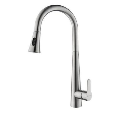 Imagem de Torneira Cozinha Aço Escovado Extensível Gourmet Misturador HB-M0107L 