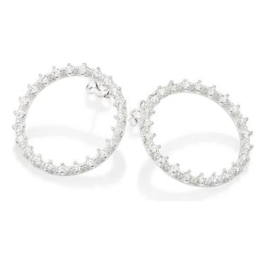 Imagem de Brinco Formato Redondo Vazado, Cravejado Por 820135 - ROMMANEL, Branco