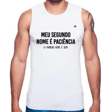 Imagem de Regata Meu segundo nome é paciência - Foca na Moda, Branco, M