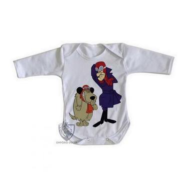 Imagem de body nenê criança roupa bebê manga longa Dick Vigarista Mutley rindo -