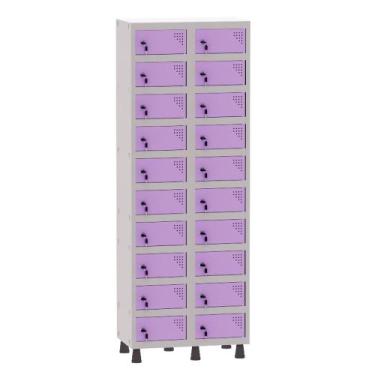 Imagem de Armário Porta Objetos de Aço 2 Vãos 20 Portas Fechadura Pandin 1,90 m 