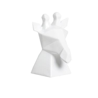 Imagem de Estatueta Cabeça de Girafa em Cerâmica Decorativo Home Branco Brilho -