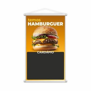 Imagem de Banner Temos Hambúrguer Lanche Cardápio Fundo Preto Grande - PlimShop