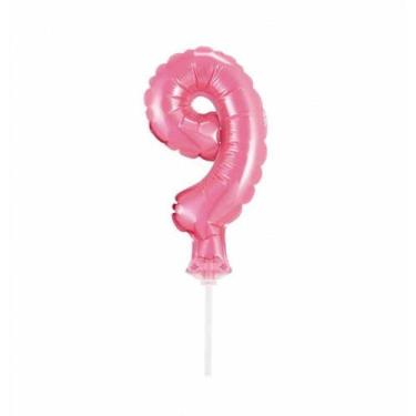 Imagem de BALÃO TOPPER DE BOLO ROSA CLARO Nº 9 - Golden Festas