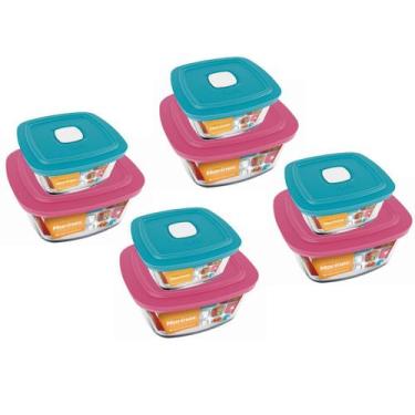 Imagem de Jogo 8 Potes Quadrado Vidro 300ml 500ml Marinex Nadir