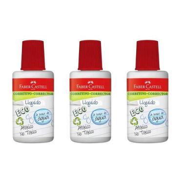 Imagem de kit 03 Corretivos Líquido Escolar Eco 18ml Faber Castell  Branquinho  