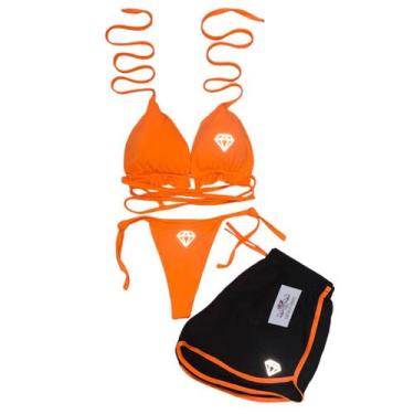 Imagem de Conjunto Biquíni Cortininha + Short Tactel Gringas Model, Laranja, Esc
