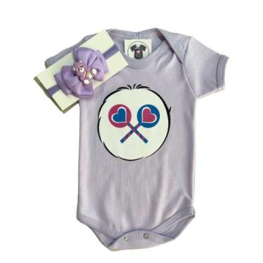 Imagem de Body Bebe - Ursinhos Carinhosos + Laço -  Mesversario - RL, Lilás, P