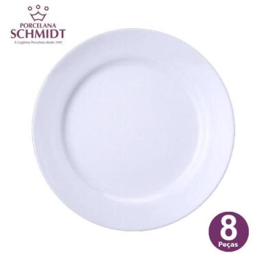 Imagem de Jogo 8 Pratos Rasos Cilíndrica Restaurante Porcelana Schmidt - Porcela
