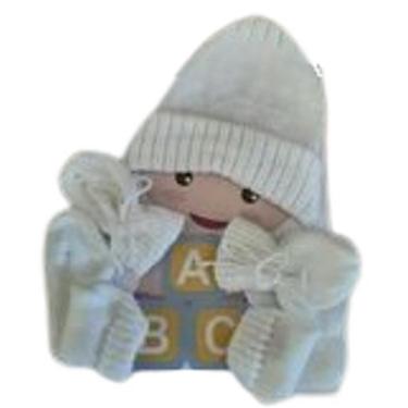 Imagem de Touca, Meia e Luvas - Conjunto para Bebê em Lã (branco) - Artesanato