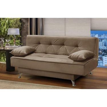 Imagem de sofá cama 1,80m Pietra Suede Cappuccino Kaleo Decor