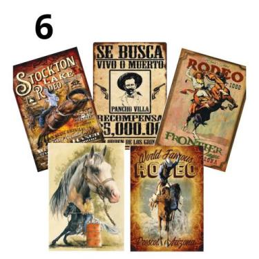 Imagem de Kit com 5 quadros country feito em MDF corte a laser com adesivos de a