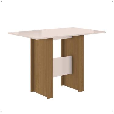 Imagem de Mesa Milano 4 Lugares Retangular Ambiente Sala Jantar Cozinha Decoração Elegante Retrô - Carvalho/Off white
