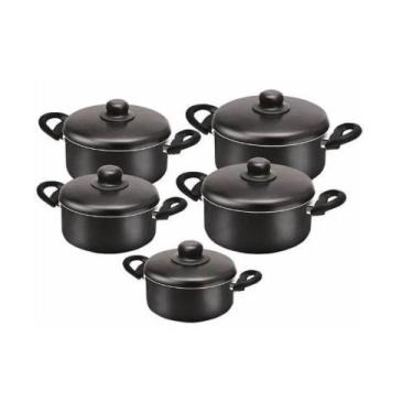 Imagem de Conjunto de 5 Panelas Caçarolas em Alumínio Antiaderente - Omega Alumí