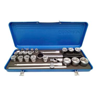 Imagem de Jogo de Soquete Sextavado de 1/4" à 1.1/4" e Acessórios Encaixe de 1/2" com 25 Peças - Gedore 015504