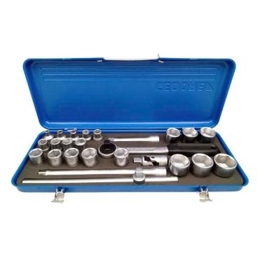 Imagem de Jogo de Soquete Sextavado de 1/4" à 1.1/4" e Acessórios Encaixe de 1/2" com 25 Peças - Gedore 015504