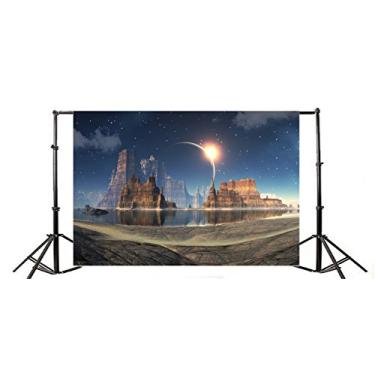 Imagem de Yeele Cenários de fotografia com eclipse solar Mirage 2,7 x 1,8 m Ficção científica Futuro montanha água planeta fundo foto vinil universo espaço bebê meninas estudante retratos vídeo sessão de fotos estúdio adereços