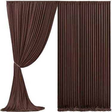 Imagem de Cortina de pano de fundo marrom para festas de casamento, sem rugas, cortinas de pano de fundo, decoração de tecido para festa de aniversário, chá de bebê, 1,5 m x 2,1 m, 2 painéis