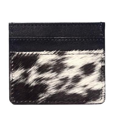 Imagem de Merbaa Suporte de cartão Camilia de couro bovino estilo caubói caubói fashion vibes, Preto, Merbaa Porta-moedas de couro de vaca em couro com vários cartões