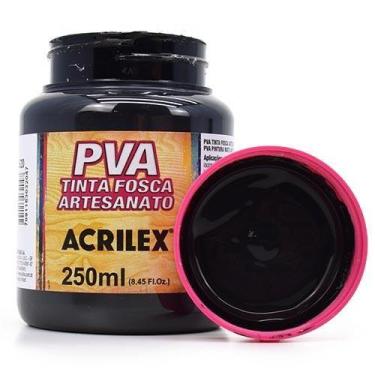 Imagem de Tinta PVA Fosca para Artesanato 250ml - Acrilex, 520 - PRETO
