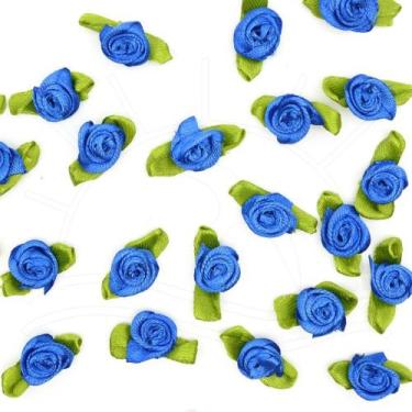 Imagem de Flor Rococó com Folha - 25 unidades - Laços e acessórios, AZUL ROYAL