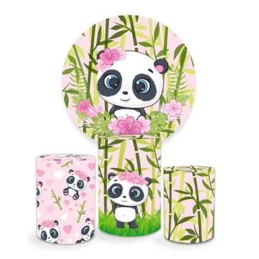 Imagem de Painel Decorativo Festa Infantil Panda Rosa 100% Poliéster - PRESENTE-