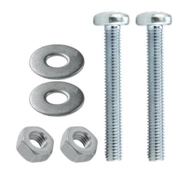 Imagem de Kit 2 Parafuso Com Porca Arruela Ferro Maquina 5/16X2 Fixação Maquina 