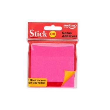 Imagem de BLOCO DE NOTAS ADESIVAS NEON 76 mm x 76 mm - Rosa / Magenta - Molin