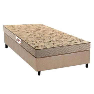 Imagem de Conjunto Box Solteiro Colchão Espuma Paropas Compact Ag 65 D28 Royalle Clean + Base Crc Suede Clean (88x188)