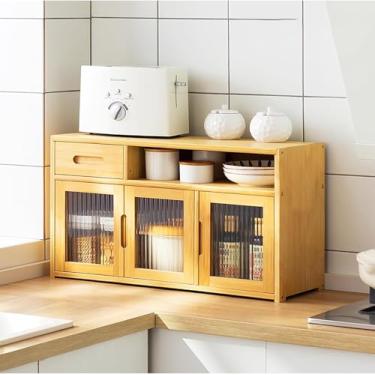 Imagem de Armário de armazenamento de mesa de cozinha armário de cozinha aparador bancada armário de armazenamento rack de cozinha armário de armazenamento de pratos multicamadas rack de armazenamento de