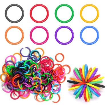 Imagem de 160 peças de anéis de folha solta, argolas de papel para fichário, anéis de plástico para caderno de escritório, chaveiros, coloridos e mistos, cartões (28 mm/1,1 polegada)