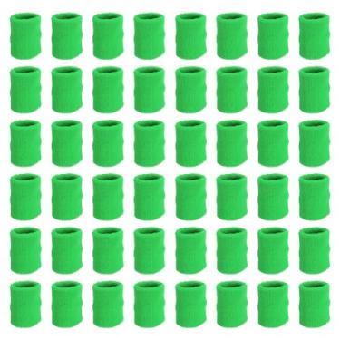 Imagem de PATIKIL Pulseiras esportivas, pacote com 48 faixas esportivas de algodão felpudo absorvente para pulso para tênis, basquete, malhar, correr, verde-claro