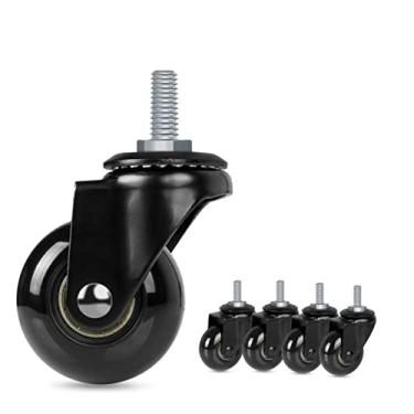 Imagem de Hirate Pacote com 5 rodas giratórias para cadeira de escritório com haste rosqueada de 5/16"-18UNC, rodas giratórias duráveis de 5 cm, rodas de substituição para rodízios lisos, seguras para pisos de azulejo de madeira