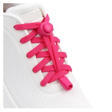 Imagem de ZHENTOR Cadarços elásticos sem laço - cadarços elásticos sem cadarço para tênis infantil e adulto, tamanho único, Vermelho rosa, 47inchs