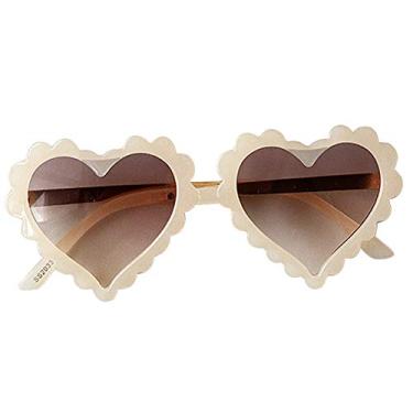 Imagem de Óculos de sol infantis para bebês e meninas, em forma de coração, antiUV, óculos de sol para fotografia de festa, ao ar livre, praia, 1-8T, Bege, One Size