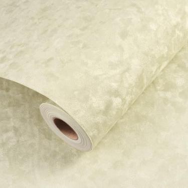 Imagem de Wallink Papel de parede de veludo amarelo para descascar e colar papel de parede de pano de flocagem autoadesivo 43 cm × 300 cm papel de contato bege tecido de feltro papel de parede de veludo macio