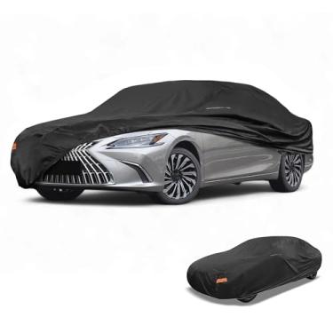 Imagem de Partuto 1 peça capa universal para carro à prova d'água para todos os climas, automotiva, externa, anti-UV, proteção contra chuva e chuva, cobertura externa completa 190T-PU preta adequada para Sedan