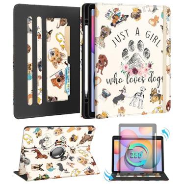 Imagem de Kidcube Capa para Samsung Galaxy Tab S6 Lite 10,4 polegadas 2024/2022/2020 – Capa fólio feminina com suporte giratório para meninas e crianças, com suporte para lápis e compartimento para cartão,
