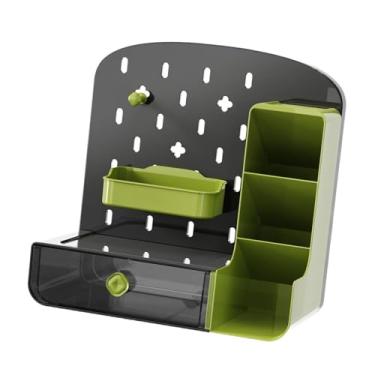 Imagem de IEUDNS Desktop pegboard organizador caneta titular do cartão ornamentos display com gaveta acessórios de mesa para casa berçário, Preto