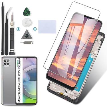 Imagem de YWLRONG Tela de substituição para Motorola Moto G 5G 2022 para Motorola G 5G 2022 XT2213-3 XT2213DL XT2213 Tela LCD sensível ao toque digitalizador com ferramentas (preto com moldura)