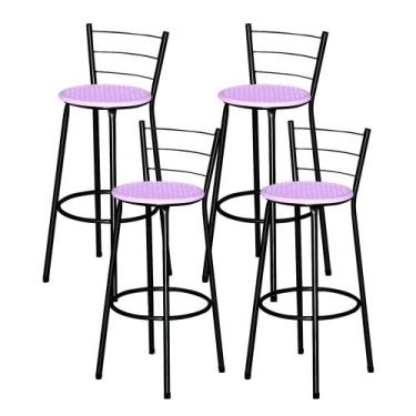Imagem de Jogo 4 Banqueta Alta Ratan Preta Retro - Lamar Design, Lilás