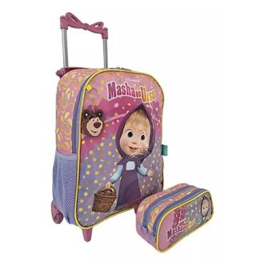 Imagem de Kit Mochila Infantil Marcha O Urso Aula Menina Escolar Lílas - luxcel