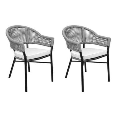 Imagem de Kit 2 Cadeiras Caraíva Base Preta Chumbo Rivatti