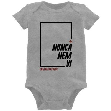 Imagem de Body Bebê Nunca nem vi, que dia foi isso - Foca na Moda, Cinza, GG